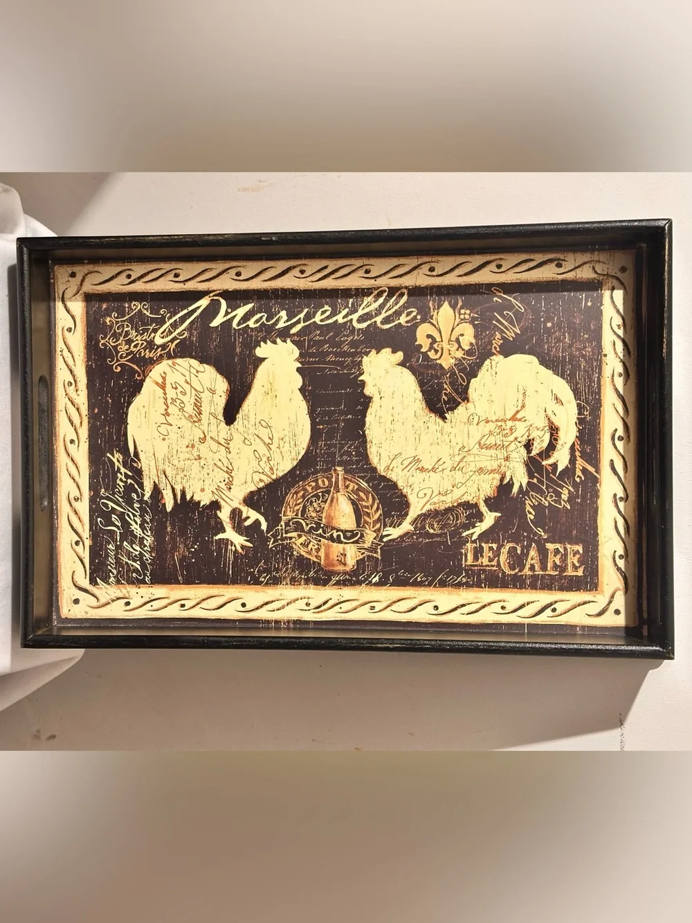 Vintage French Country Rooster Serving Tray